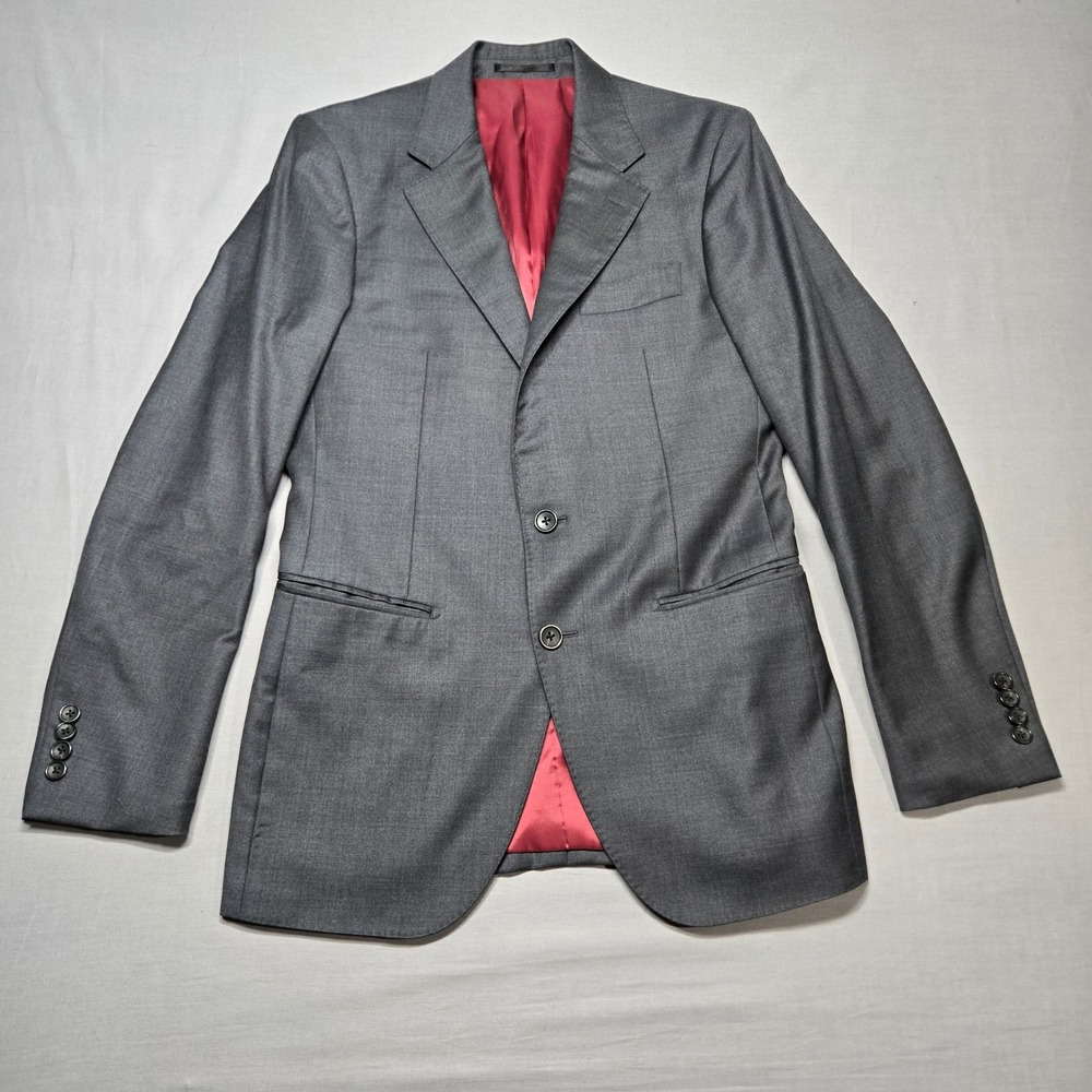 Spier & Mackay Suit Jacket 36 Gray 100% Wool Dino Filarte Super 110s Compact